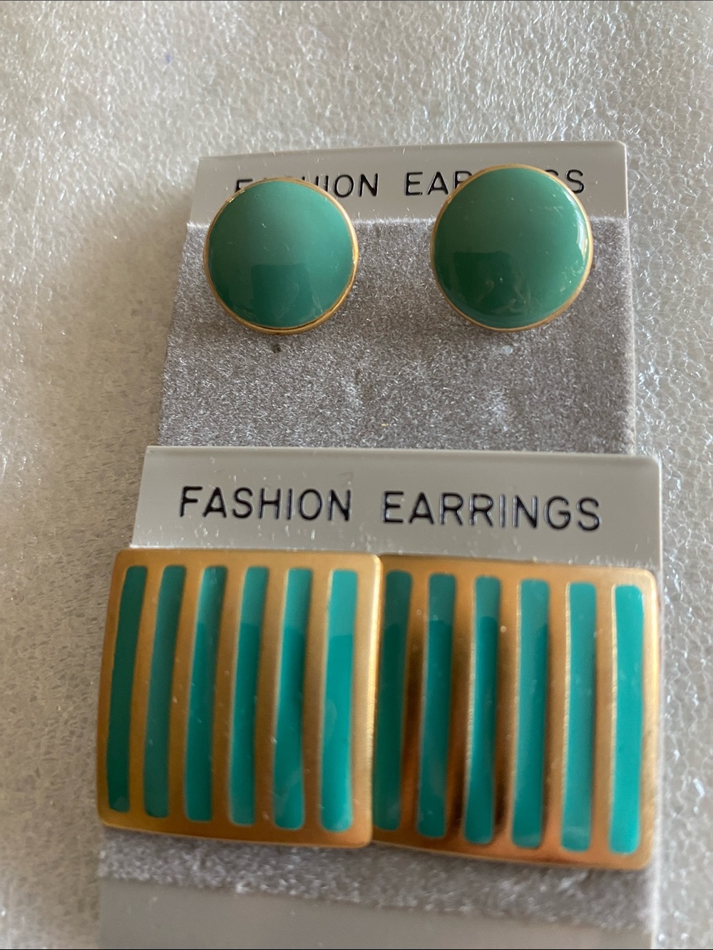 Gold-Tone Teal Enamel Stud Earring Sets